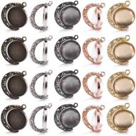💍 drole 60pcs moon rotation pendant trays kit-20pcs 25mm double side cabochon setting and 40pcs 25mm rond glass cabochons - perfect for jewelry making diy crafts in 5 vibrant colors logo