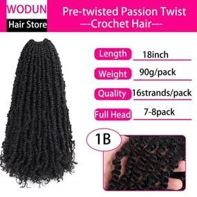 img 3 attached to 18-inch Pre-Looped Passion Twist Hair Extensions - 7 Packs | Bohemian Braids for Passion Twist Crochet | Synthetic Braiding Hair (1B)