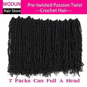 img 1 attached to 18-inch Pre-Looped Passion Twist Hair Extensions - 7 Packs | Bohemian Braids for Passion Twist Crochet | Synthetic Braiding Hair (1B)