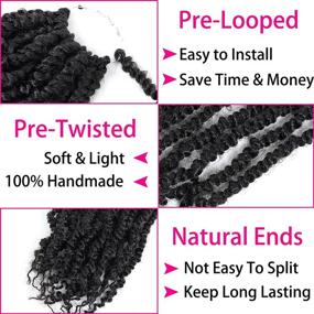 img 2 attached to 18-inch Pre-Looped Passion Twist Hair Extensions - 7 Packs | Bohemian Braids for Passion Twist Crochet | Synthetic Braiding Hair (1B)