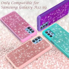 img 3 attached to ✨ Stylish Glitter UNPEY Case for Samsung Galaxy A32 5G (6.5 Inch) - Heavy Duty Protective Cover with Tempered Glass Screen Protectors - Perfect for Women and Girls (Light Mint Green) 2021