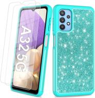 ✨ stylish glitter unpey case for samsung galaxy a32 5g (6.5 inch) - heavy duty protective cover with tempered glass screen protectors - perfect for women and girls (light mint green) 2021 logo