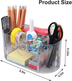 img 1 attached to 🖊️ Clear 9-Compartment Pen Holder for Desk: Acrylic Office Supplies Caddy & Stationery Organizer