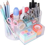 🖊️ clear 9-compartment pen holder for desk: acrylic office supplies caddy & stationery organizer логотип