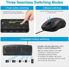 img 2 attached to 🔁 USB 3.0 Switch Selector: Share 4 USB Devices between 2 Computers with Hotkey and Mouse Switching - Includes 2 Pack USB Cable