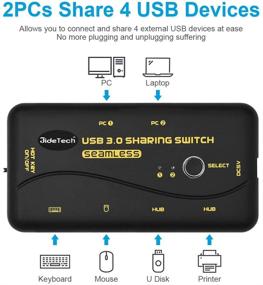 img 1 attached to 🔁 USB 3.0 Switch Selector: Share 4 USB Devices between 2 Computers with Hotkey and Mouse Switching - Includes 2 Pack USB Cable