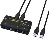 🔁 usb 3.0 switch selector: share 4 usb devices between 2 computers with hotkey and mouse switching - includes 2 pack usb cable logo