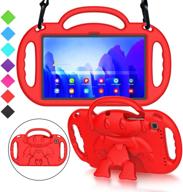 menzo samsung galaxy tab a7 10.4-inch kids case - shockproof shoulder strap handle stand case for samsung galaxy tab a7 10.4” (sm-t500/t505/t507), red logo