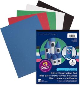 img 3 attached to Pacon Glitter Construction Paper Pad: 5 Assorted Colors, 9x11.5, 50 Sheets - High-Quality Craft Paper with Sparkling Finish!