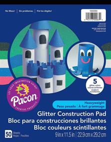 img 4 attached to Блок бумаги Pacon Glitter Construction Paper: 5 разных цветов, 9х11.5, 50 листов - Крафт-бумага высокого качества с блестящей отделкой!