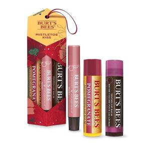 img 3 attached to 🎁 Burt's Bees Holiday Lip Care Stocking Stuffer Set: Pomegranate Lip Balm, Peony Lip Shimmer, Hibiscus Tinted Lip Balm - Mistletoe Kiss Collection