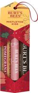 🎁 burt's bees holiday lip care stocking stuffer set: pomegranate lip balm, peony lip shimmer, hibiscus tinted lip balm - mistletoe kiss collection logo