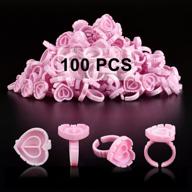 infilila disposable glue rings for lashes - 100pcs lovely heart shape cups for lash fans and blossoms - plastic holder for lash glue fanning rings - smart organizer tools for nail art (pink) logo