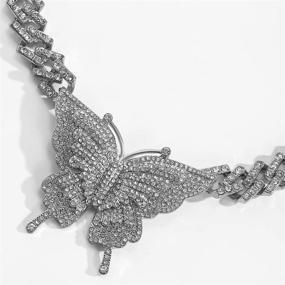 img 1 attached to 🦋 Iced Out Butterfly Charm Necklace: Sparkling Rhinestone Pendant for Women - Hip Hop Bling Jewelry for Parties and Gifts