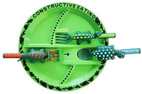 img 2 attached to Safe and Fun Constructive Eating Construction and Dinosaur Combo: 2 Utensil Sets and 2 Plates for Toddlers, Infants, Babies and Kids - Made in the USA from Tested Green Materials