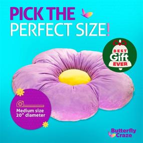 img 3 attached to 🦋 Enhance Your Space with the Butterfly Craze Purple Flower Floor Pillow Seating Cushion - Ideal Room Decor for Girls, Teens, Tweens & Toddlers - Perfect Reading and Lounging Comfy Pillow for Kids - Medium 20" Diameter