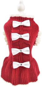 img 4 attached to 🎄 FLAdorepet Red Dog Sweater Dress: Warm Knit Clothes for Winter Holidays & Birthdays