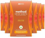 🌿 method dryer sheets, compostable fabric softener and static reducer, plant-based laundry essentials, ginger mango scent, 80 sheets per box, 6 pack (480 total sheets), packaging may vary logo