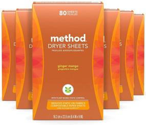 img 4 attached to 🌿 Method Dryer Sheets, Compostable Fabric Softener and Static Reducer, Plant-Based Laundry Essentials, Ginger Mango Scent, 80 Sheets per Box, 6 Pack (480 Total Sheets), Packaging May Vary