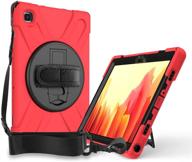 🔴 herize samsung tab a7 case - samsung galaxy tab a7 10.4 case, 3-layer shockproof rugged durable rubber protective case with 360° rotating stand, hand strap, and shoulder strap for tab sm-t500/t505/t507 (red) logo