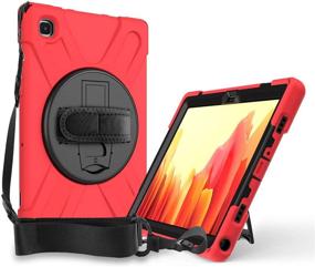 img 4 attached to 🔴 Herize Samsung Tab A7 Case - Samsung Galaxy Tab A7 10.4 Case, 3-Layer Shockproof Rugged Durable Rubber Protective Case with 360° Rotating Stand, Hand Strap, and Shoulder Strap for Tab SM-T500/T505/T507 (Red)