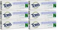 tom's of maine whole care fluoride gel peppermint: 4oz (pack of 6) - ultimate oral health solution logo