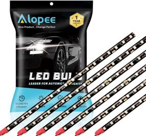 img 4 attached to 🚤 ALOPEE 6-Pack 30CM 11.8" Red Waterproof LED Strip Lights - Motorcycles Boat Atmosphere Decoration Lights