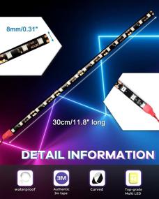 img 3 attached to 🚤 ALOPEE 6-Pack 30CM 11.8" Red Waterproof LED Strip Lights - Motorcycles Boat Atmosphere Decoration Lights