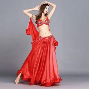 img 3 attached to Exquisite ROYAL SMEELA Belly Dance 👗 Costume: Skirts, Bra, Armband, and Shawls Included!