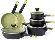 🥑 prikoi nonstick cookware set - 10 piece avocado green - induction stove & dishwasher safe, frying pans, sauce pots, ideal for cooking logo