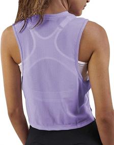 img 1 attached to 👚 Mippo Women's Crop Top Workout Shirts - Cute Mesh Back Athletic Tanks with Sheer Panels - Muscle Tee