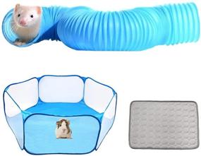 img 4 attached to 🐇 Kathson Portable Rabbits Foldable Playpen with Pop Open Design - Ideal Exercise Fence, Diaper Pad and Small Animal Tunnel for Chinchillas, Ferrets, Guinea Pigs, Gerbils, Hamsters, and Dwarf Hedgehogs