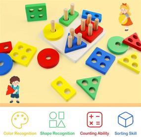 img 2 attached to 🔢 Montessori Wooden Toys for 2 Year Old Toddlers: Educational Sorting, Stacking & Color Recognition Toys