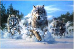 img 4 attached to 🎨 Fipart DIY Diamond Painting Kit: Full-Drilled Wolves Cross-Stitch Art Craft for Stunning Wall Decoration (12X18 Inches)