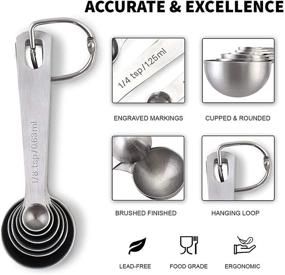 img 2 attached to 🥄 K BASIX Heavy Duty Stainless Steel Measuring Spoons Set of 6 - Accurate Dry or Liquid Measurements, Fits Spice Jars, Ideal for Cooking and Baking - Includes Bonus Leveler