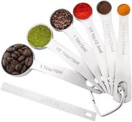 🥄 k basix heavy duty stainless steel measuring spoons set of 6 - accurate dry or liquid measurements, fits spice jars, ideal for cooking and baking - includes bonus leveler logo