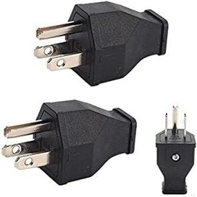 img 4 attached to 💡 (2xPCS)15 Amp 125 Volt Grounding Straight Blade Plug – Black Male Extension Cord Replacement Electrical Plugs End
