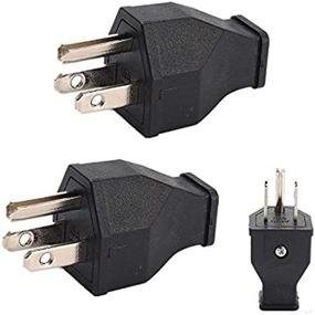 img 1 attached to 💡 (2xPCS)15 Amp 125 Volt Grounding Straight Blade Plug – Black Male Extension Cord Replacement Electrical Plugs End