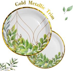 img 3 attached to 🎉 Party Supplies and Decorations: Greenery Party Plates, Napkins, Cups Sets with Plastic Cutlery Sets - Serves 24 for Baby Shower, Bridal Shower, Birthdays, Boho, Jungle Safari