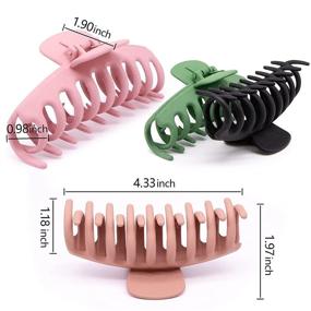 img 2 attached to JSY Hair Claw Clips - 4.3 Inch Large Nonslip Claw Clip for Women and Girls with Thin Hair, Strong Hold Clips for Thick Hair - 90's Fashion Hair Styling Accessories, Choose from 4 Colors in a Convenient 4-Pack