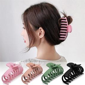 img 3 attached to JSY Hair Claw Clips - 4.3 Inch Large Nonslip Claw Clip for Women and Girls with Thin Hair, Strong Hold Clips for Thick Hair - 90's Fashion Hair Styling Accessories, Choose from 4 Colors in a Convenient 4-Pack