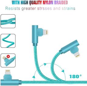 img 1 attached to 🔌 6FT 5 Pack Right Angle Lightning Cable - Fast Charging Nylon Braided Cord for iPhone 12/11/XS/XR/8/7/6 & iPad