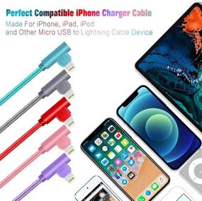 img 3 attached to 🔌 6FT 5 Pack Right Angle Lightning Cable - Fast Charging Nylon Braided Cord for iPhone 12/11/XS/XR/8/7/6 & iPad