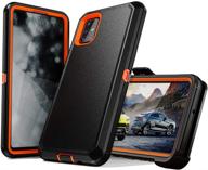 samsung galaxy a51 case, heavy-duty shockproof protector cover with belt clip holster for samsung galaxy a51 6.5 inch 4g phone (black & orange) logo