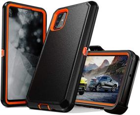 img 4 attached to Samsung Galaxy A51 Case, Heavy-Duty Shockproof Protector Cover with Belt Clip Holster for Samsung Galaxy A51 6.5 inch 4G Phone (Black & Orange)