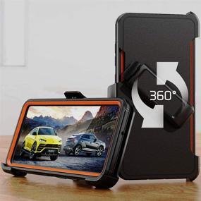 img 3 attached to Samsung Galaxy A51 Case, Heavy-Duty Shockproof Protector Cover with Belt Clip Holster for Samsung Galaxy A51 6.5 inch 4G Phone (Black & Orange)