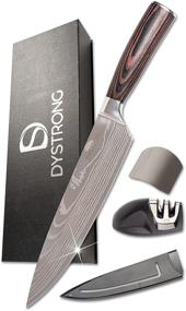 img 4 attached to DYSTRONG 8-inch Stainless Steel Chef’s Knife: Ergonomic Kitchen Knife with Sheath, Finger Guard, and Knife Sharpener for Ultimate Precision and Durability in the Kitchen