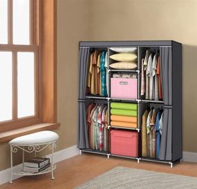 img 3 attached to YOUUD Portable Wardrobe Closet Clothes Storage Organizer - Gray