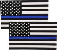 premium thin blue line auto decal sticker 🔵 - 2 pack, 3x5 in. fine line flag design logo