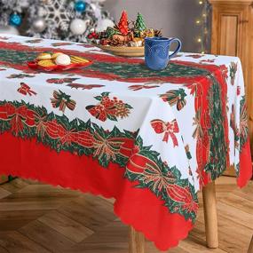 img 1 attached to LUSHVIDA Christmas Tablecloth Rectangle Tablecloths